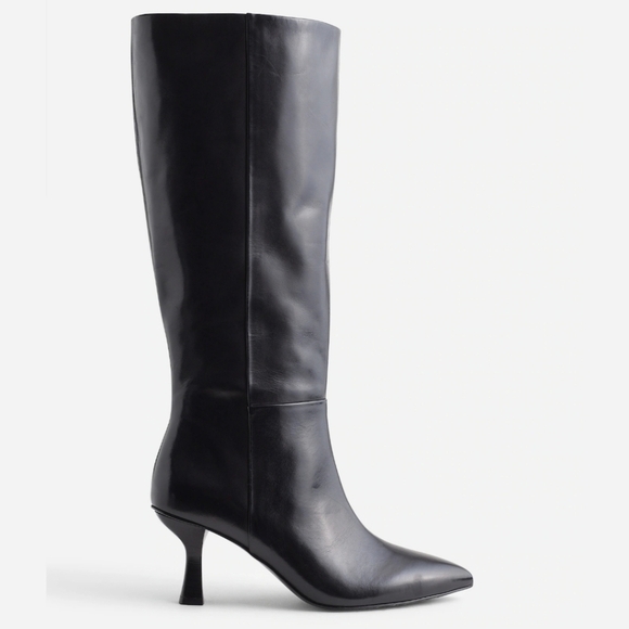 New! Madewell The Justine Knee Boot with Extended Calf in Black Leather - Picture 1 of 16